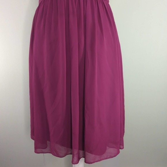 B2‎ Jasmine Lace Chiffon Fuchsia Midi Dress Size 6 - Picture 4 of 10